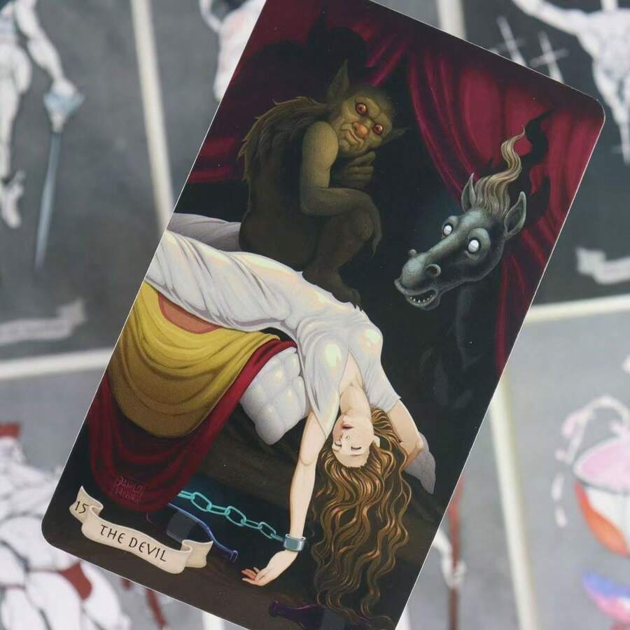 Tarot en lienzo, Tarjetas de Tarot de calidad de museo, 10.36cm, Sistema Wicca, Versión en inglés, Adivinación, Lectura de la fortuna, Colección, Guía para principiantes, Ocio y entretenimiento, Reunión con amigos, Regalo, Colección de Tarot, Festival de música, Temporada de bodas, Ramadán - Rojo - Ver 1