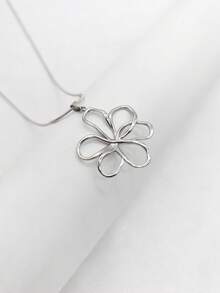 1 chiếc dây chuyền mặt dây chuyền hình hoa rỗng tối giản bằng thép không gỉ, mạ vàng 18K, trang sức thanh lịch bất đối xứng dành cho nữ. - Nhiều màu - Xem 3