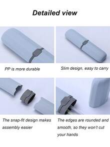 Caixa de Armazenamento Portátil para Escova de Dentes com Compartimento para Enxaguante Bucal, Estojo de Viagem Multifuncional para Escova de Dentes, Protetor de Escova de Dentes de Plástico Adequado para Viagem, Camping, Casa, Escola, Negócios, Exterior e Mais - Multicolorido - Visão 4