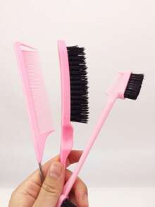 3pcs/Set Or 2pcs/Set Hair Styling Tools Combo, Including Curling Brush, Teasing Comb, Eyebrow Brush - Multicolor - View 4
