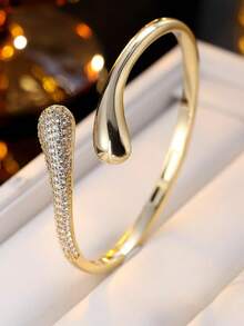 1 chiếc vòng tay nữ, được thiết kế với đá zirconia tổng hợp lấp lánh đính li ti, kiểu dáng sang trọng, có thể điều chỉnh kích thước, thích hợp làm quà tặng và đeo hàng ngày. - [Chất lượng tốt hơn] Vòng tay - Xem 2