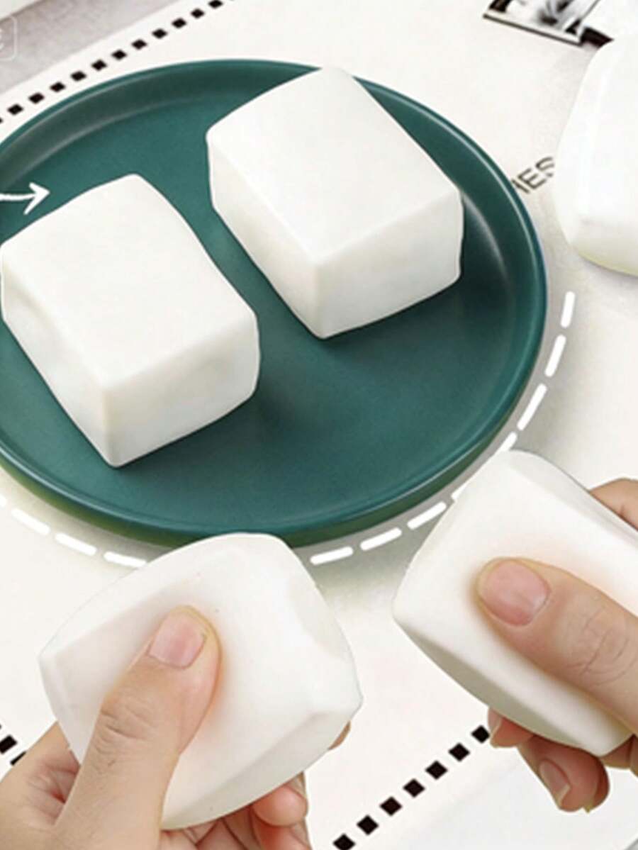 1pc Stress Relief Squishable Tofu Squeeze Toy, Slow Rebound Pressure Relief Toy Made Of TPR Material, Creative Fluid Dice Squeeze Toy, Decompression Squishy Simulation Dessert Stress Relief Toy