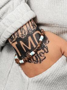 夏季假期椰壳串珠手链，波西米亚风海滩手工情侣手链，派对礼物 - 彩色 - 查看 4