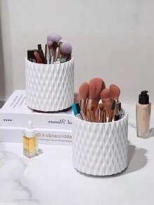 1pc 360° Rotating Makeup Brush Holder, Tabletop Round Eyebrow Pencil & Lipstick Rack, Rotating Cosmetic Organizer, Desk Pen Cup & Makeup Tool Storage Box. Suitable For Storing Eyeshadow, Lipstick And Makeup Brushes - View 11