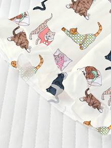 2 Stücke süßer, bunter Katzendruck Kinder Pyjama Set, Kurzarm Shorts Lässig Outfit, mit Cartoon Katzendruck, geeignet für Tween-Mädchen, Lässig Homewear oder Nachtwäsche, 2-teiliges Set - Aprikosenfarben - Übersicht 7