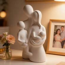 1 tượng gia đình 4 người bằng nhựa, trang trí nhà cửa, để bàn, quà tặng Ngày của Mẹ/Ngày của Cha. - nhiều màu - Xem 4
