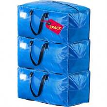AlexHome Moving Bags Heavy DutyExtra Large Packing Bags for Moving Reusable Plastic Moving Totes Clothes Storage Containers Moving Supplies Bins Compatible with  Frakta Cart Blue Set of 3 - Azul - Ver 8