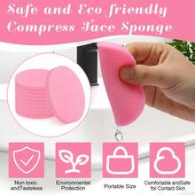 120 Pcs Facial Sponge Compressed, Face Cleansing Sponge Estheticians Compressed Makeup Facial Sponge Round Wash Face Sponges For Women Compress Exfoliating Removal Sponge - Pink - View 3