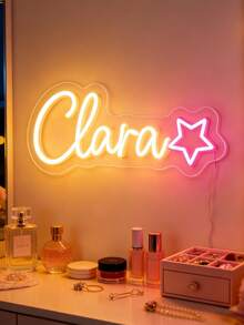 Letrero de neón LED de una sola línea personalizable con nombre, diseño montable en la pared, múltiples opciones de color, alimentado por USB, regulable, para dormitorio, tienda, imagen, logotipo, mensaje especial, luz de neón personalizada - Multicolor - Ver 4