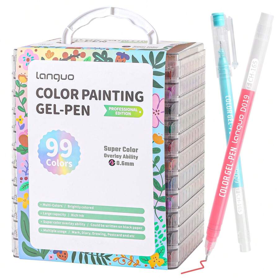 languo Gel Pens For Coloring, 168 Pack Colored Pens For Black Paper & White Paper, 0.6MM Fine Point Pens For Coloring, Writing, Drawing, Journaling, Note Taking, Office, Home - 99 - View 1