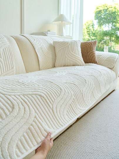 1 chiếc đệm sofa nhung mềm màu trắng, dùng làm tay vịn và tựa lưng, không bao gồm gối trang trí, kiểu dáng tối giản, mặt sau chống trượt, đa chức năng, chống bám bẩn, chống bụi, chống mài mòn, thích hợp trang trí ngày lễ, sử dụng được quanh năm.