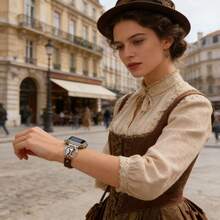 1 pieza Correa de reloj con forma de caballo/corazón retro, material de cuero sintético con hebilla plegable, compatible con Apple Watch de 38mm-49mm Series - Sin Molde - Ver 4