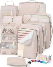 8 Set Packing Cubes For Travel, Gifts For Women Mom,Anti-Tearing Suitcase Organizer For Luggage With Shoe &Amp; Hanging Toiletry Bag,OlarHike Vacation Essentials &Amp; Accessories For Cruise Ship - ColorA - 查看 1