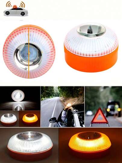 1pc LED Car Warning Light, Portable Emergency Light With Magnetic Induction, Road Accident Warning Light, Safety Accessory, Flashing Light