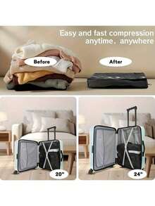 16L/29L Reusable Vacuum Storage Bags, No Electric Pump Needed One-Way Valve Compression Bags For Travel Luggage & Clothes - A - View 6