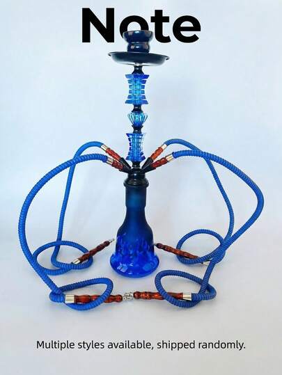 1 pieza Pipa de Hookah de tamaño mediano, 2 opciones de manguera, juego completo de pipa de Hookah de estilo árabe de vidrio, sin necesidad de alimentación, adecuado para el hogar, bar, exterior, pipa de Hookah grande con boquilla y accesorios