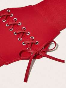 1pc Women's Red Fashionable Versatile Elastic Waist Belt, Suitable For Daily Commute, Dinner, Party And Other Occasions - Red - View 4