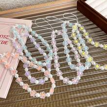 1pc Fashionable Flower & Faux Pearl Beaded Lanyard, Elegant Phone Strap & Bag Charm - Multicolor - View 10