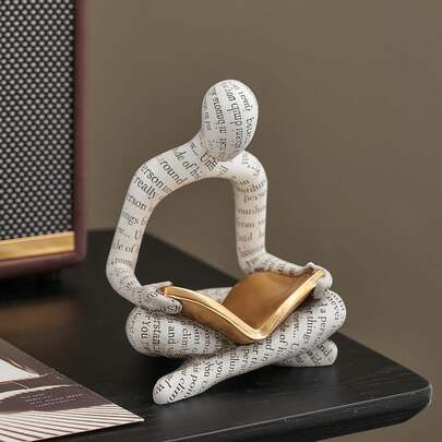 Dekorative Leseskulptur, moderne abstrakte Denker-Skulptur, Bücherregal-Ornament, Harzfigur, geeignet für Wohnzimmer, Büro, Couchtisch, Geschenk für Männer.