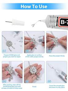 3/15/50/110ml B7000 Rhinestone Glue, Strong Bond, Strong Adhesive, Transparent Clear, Low Odor, No Whitening, Metal Needle Tip, Precise Glue Control, No Waste, Waterproof, Flexible, Anti-Cracking, Long Lasting, DIY Craft, Jewelry Setting, Jewelry Making, Phone Repair, Fabric, Leather, Metal, Plastic, Wood, All Purpose, Multi-Purpose, Craft Glue, Permanent Bond, Gluee - B7000 - View 9