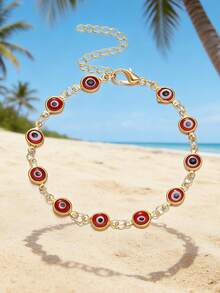 1pc Multicolored Fashionable Bohemian Turkish Eye Design Anklet, Suitable For Women's Daily Wear And Beach Jewelry - Multicolor - View 21