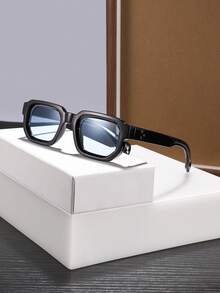 1 PC Men's Classic Style Square Fashion Glasses Solid Color Polycarbonate Frame Casual Versatile Lightweight Suitable For Outdoor Travel And Party Outfits, With Glasses Box - Multicolor - View 5