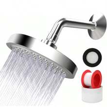 Ducha de Lluvia de Alta Presión 6 Pulgadas Cabezal de Regadera Ducha De Lluvia Fija con Ajustable dn 360 Grados Sin Herramientas Redonda Cromo Pulido Cabezal de Regadera para Baño Hotel SPA Plata - Pago - Ver 1