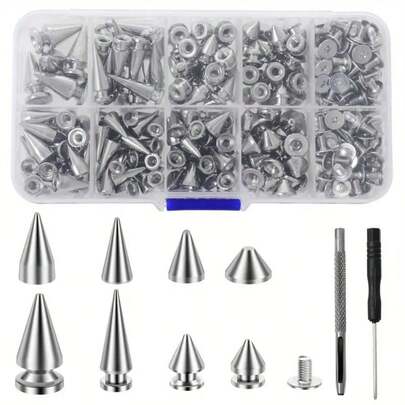 100 PCS Alloy Cone Studs And Spikes For Leathercraft: DIY Punk Fashion Accessories - Screwback Design For Clothing, Bags, Shoes - Silver/Golden/Black, Kitchen Gadgets, Kitchen Essential