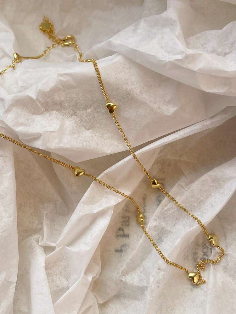 SYMFNY 低过敏性S925纯银小爱心精致颈链，可叠戴，女士饰品 - 愛心 - 查看 3