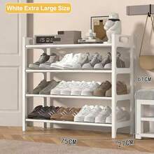 4-Tier Stackable Shoe Rack, Household Storage Organizer, Free Standing Shelf For Entryway, Bedroom And Closet, Holds Multiple Pairs Of Shoes, Space-Saving Shoe Storage Shelf - 白色 - 查看 2
