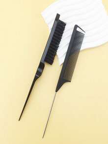 2pcs Hair Styling Brush Set, Includes Curling Rollers & Teasing Comb For Voluminous Hairstyles - Multicolor - View 10