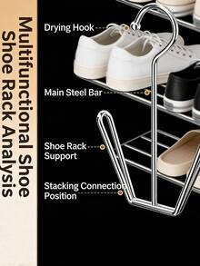 2pcs/6pcs Stainless Steel Shoe Rack, Home Shoe Organizer, Stainless Steel Shoe Rack, Shoe Display Hanging Rack, Stainless Steel Shoe Rack, Balcony Outdoor Convenient Drying Shoe Clothes Rack, U-Shaped Shoe Drying Rack - Multicolor - View 4