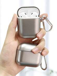 TPU Electroplated Matte Silver Protective Case Compatible With Airpods 1/2, Pro 1/2 - Silver - View 1