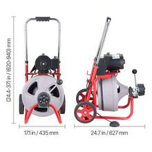 Drain Cleaner Machine 75 FT X 3/8 Inch, Auto Feed Sewer Snake Drain Auger On Wheels, Portable Drain Cleaning Machine With 8 Cutters & Air-Activated Foot Switch For 2" To 4" Pipes - 75 FT X 3/8 Inch - View 10