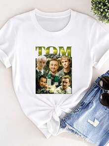 Camiseta de mujer con estampado TOM FELTON - Camiseta retro bootleg de Tom Felton, Tom Felton - Blanco - Ver 6