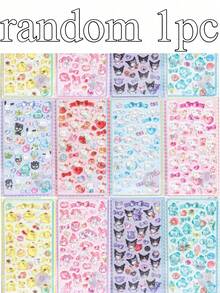 Cute, Fresh, Sweet, Natural August Cinnamon Dog Pink & Red Family New 3D Crystal Phone Case Sticker, Cartoon Micro Landscape Sticker, Hand-Painted Sticker, No Cutting Required, School Supplies Back To School Season - Multicolor - View 13