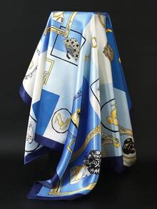 1pc New Square Scarf 35.4inch Luxury Printed Shawl Versatile Sunscreen Neck Wrap Headscarf For Women - Multicolor - View 8