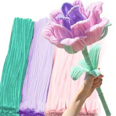 350 根毛根清洁条，3 种不同颜色毛根清洁条散装，毛根清洁条可用于 DIY 花朵制作，是派对装饰的理想之选
