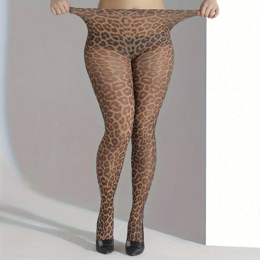 Single Pack Fashion Women's High Elasticity Large Leopard Print Tights 5GHG - Big Leopard Print - View 1