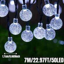 Corda de Luz de Bola de Bolha de Cristal Solar - 5m/7m/12m, 8 Modos de Iluminação, Luz de Fada À Prova d'Água, 20/50/100 LED, Adequado para Pátio, Jardim, Varanda, Balcão, Festa, Árvore de Natal, Gramado, Casamento, Festa, Páscoa, Decoração de Feriado, Luz de Jardim Externa - bolas de bolha movidas a energia solar - Visão 17