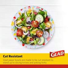 Glad Everyday - Cuencos de papel desechables con diseño de pícnic resistentes a los cortes cuencos de papel para todos los alimentos y uso diario 12 onzas 50 unidades - varios colores - Ver 4