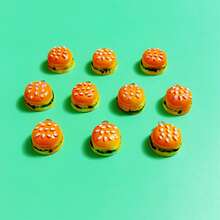 10pcs Realistic 3D Hamburger Pendant Suitable For Handmade Jewelry Making, Earrings, Necklaces, Bracelets, Anklets, Bag Charms, Creative Gifts, Resin Crafting Components - 10 Realistic 3D Hamburgers - View 3