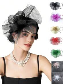 1 pieza Sombrero mini elegante, estilo Kentucky Derby, adecuado para fiestas de té de damas, bodas, Halloween, eventos de la iglesia, sombrero de copa, fiesta rave, accesorios de Halloween, futura novia, sombrero de copa mini, sombrero mini, regalo, verano, playa - Multicolor - Ver 1