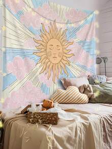 1 pieza Tapiz con patrón de dios sol, decoración de pared cuadrada moderna de poliéster adecuada para sala de estar y dormitorio, compra con derechos de autor - Multicolor - Ver 3