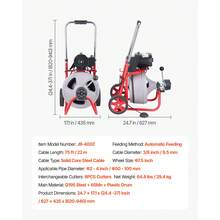 Drain Cleaner Machine 75 FT X 3/8 Inch, Auto Feed Sewer Snake Drain Auger On Wheels, Portable Drain Cleaning Machine With 8 Cutters & Air-Activated Foot Switch For 2" To 4" Pipes - 75 FT X 3/8 Inch - View 7