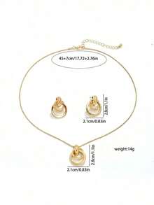 3pcs Pearl Pendant Necklace & Earring Set, New Luxury Fashion Jewelry, Gold Earrings & Necklace, Versatile & Elegant, Birthday Gift, 3pcs For The Price Of 1 - Gold - 查看 5