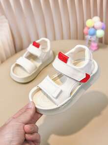 1 par de sandalias blancas para niños, nuevo diseño, antideslizante, zapatos de verano para niños pequeños/niños pequeños, suela blanda - Blanco - Ver 6