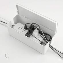 Multi-Functional Nordic Style Plastic Cable Management Box, Desktop Organizer Box For Cable Management And Storage, Large Capacity Hidden Clutter, Dust-Proof And Heat-Resistant Design, Suitable For Office Desk, TV, Computer, USB Hub And Power Outlet, Space-Saving Home Organization Solution. ABS Power Cord Storage Box, Dust-Proof Charger Outlet Organizer, Cable Management Box, Cable Organizer - Multicolor - View 2