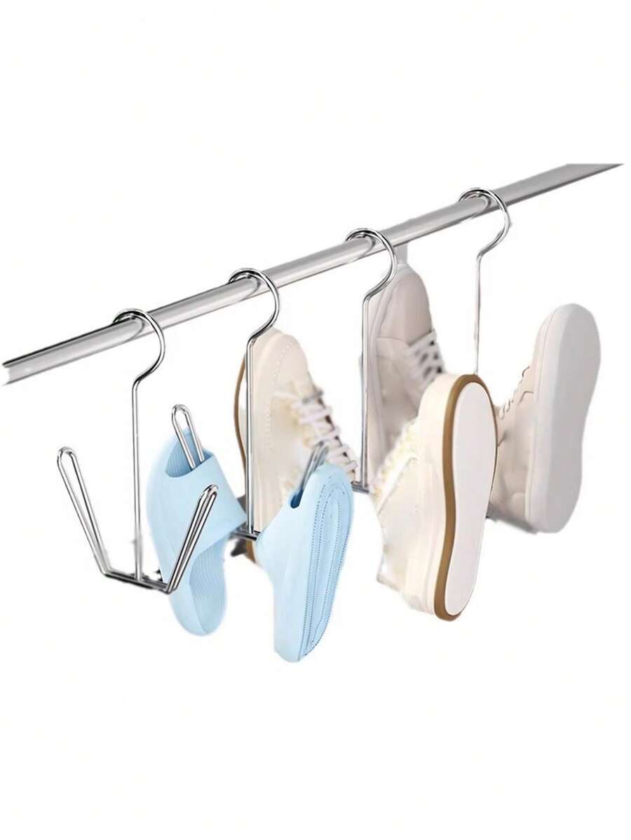 2pcs/6pcs Stainless Steel Shoe Rack, Home Shoe Organizer, Stainless Steel Shoe Rack, Shoe Display Hanging Rack, Stainless Steel Shoe Rack, Balcony Outdoor Convenient Drying Shoe Clothes Rack, U-Shaped Shoe Drying Rack - Multicolor - View 1