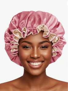 1pc Women's Satin Reversible Sleep Cap, Warm, Breathable And Comfortable Sleep Hat - Multicolor - View 9